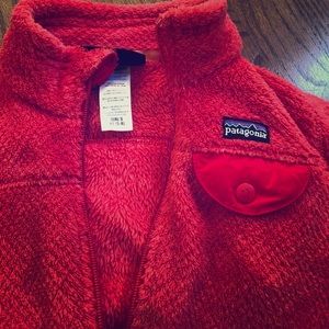 Girls Patagonia fleece zip up coral/red color